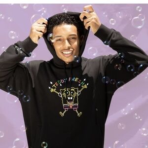 Teddy Fresh X Spongebob Embroidered heavy Cotton Hoodie Black unisex, size M